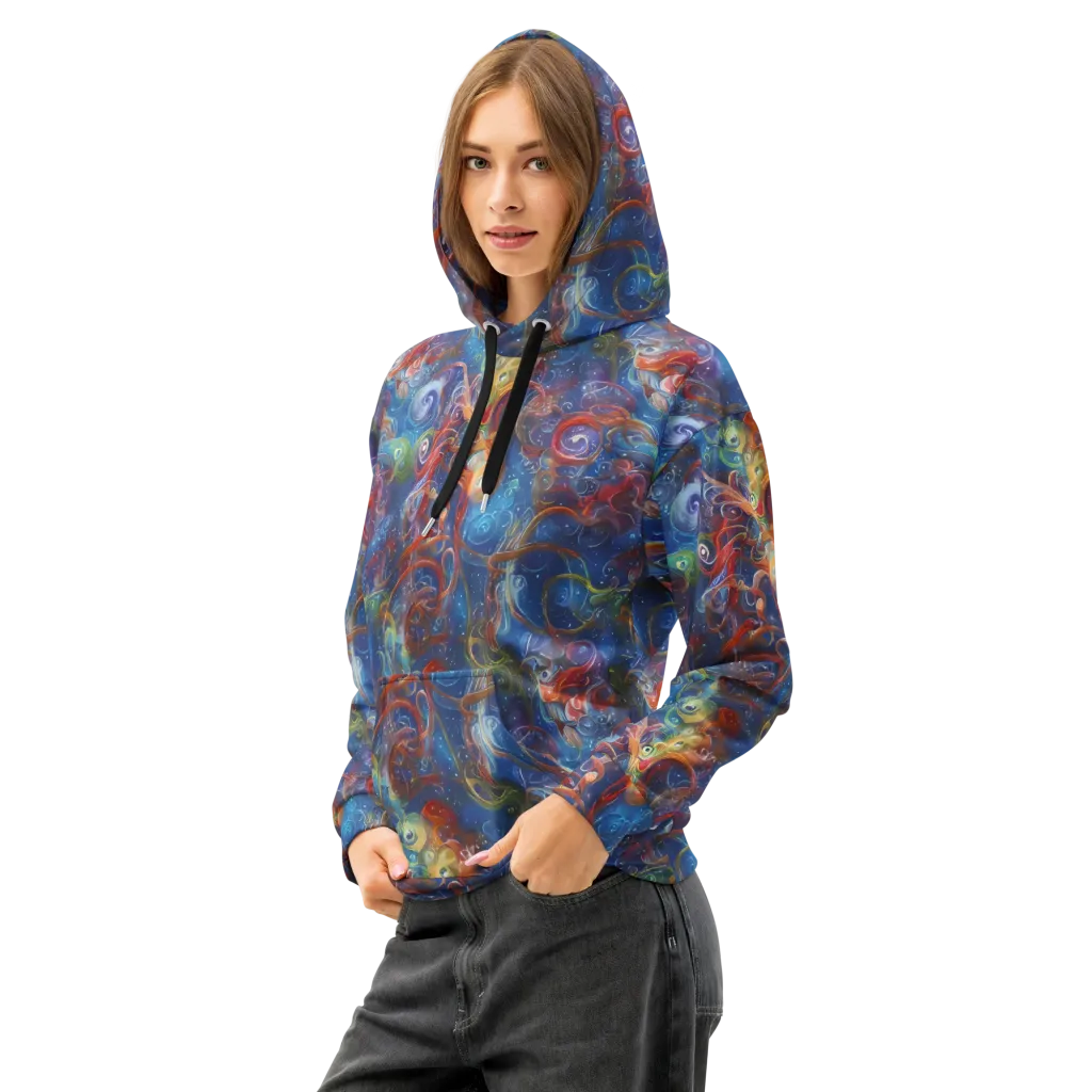 Galactic Whirlpool on Cotton Hoodie — Left Front