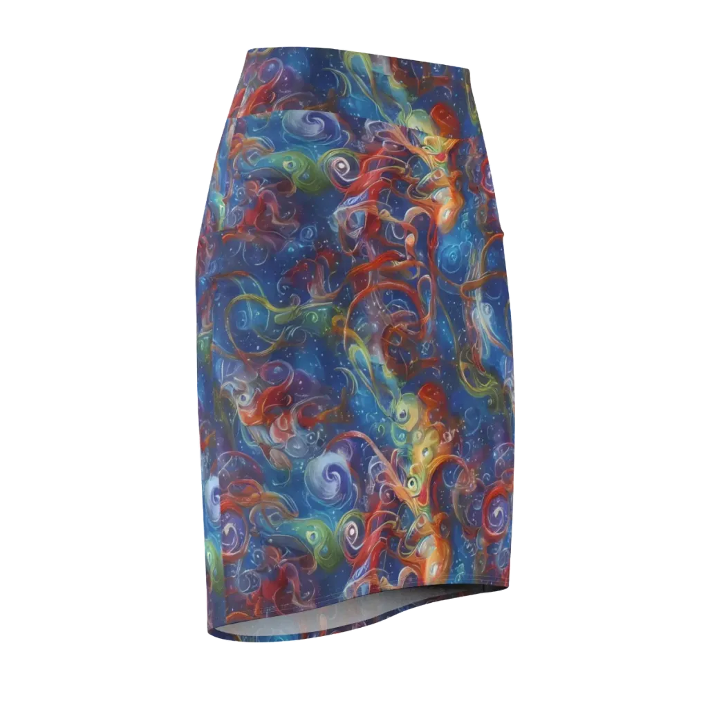 Galactic Whirlpool on Pencil Skirt — Front Side