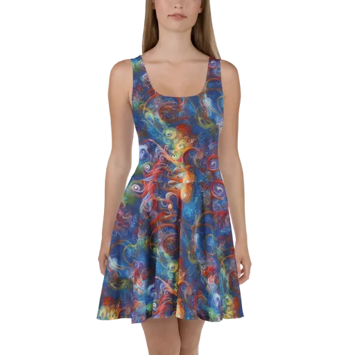 Galactic Whirlpool on a Skater Dress