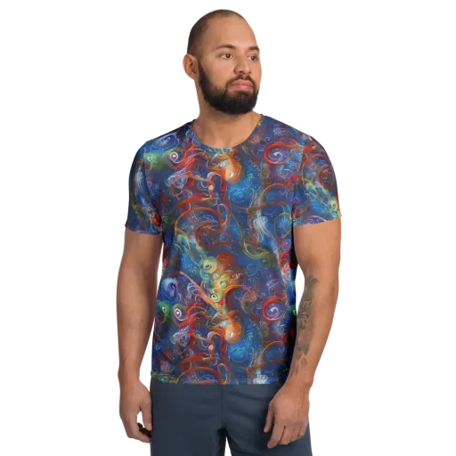 Galactic Whirlpool on a Men's Athletic T-Shirt