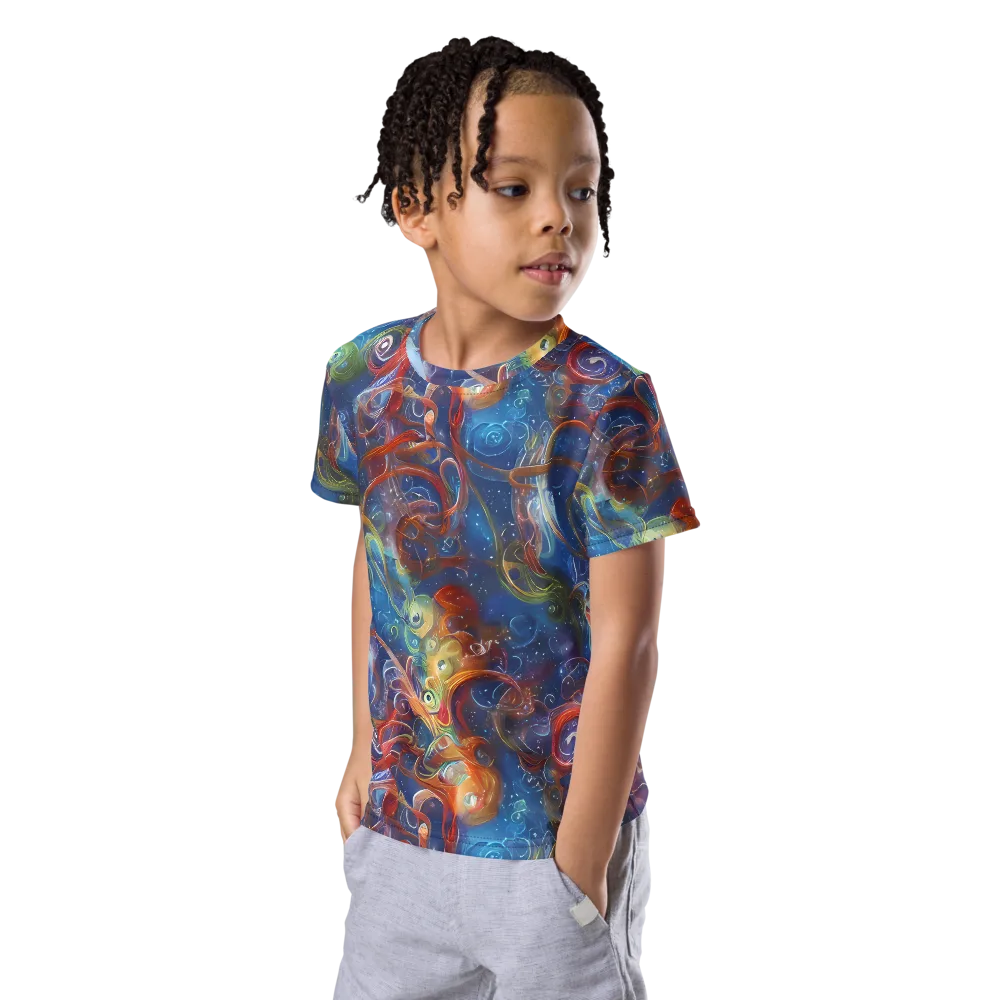 Galactic Whirlpool on Kids Crew Neck T-Shirt — Left Front