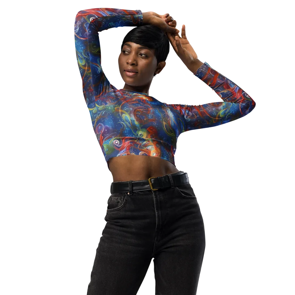 Galactic Whirlpool on Long Sleeve Crop Top — Front