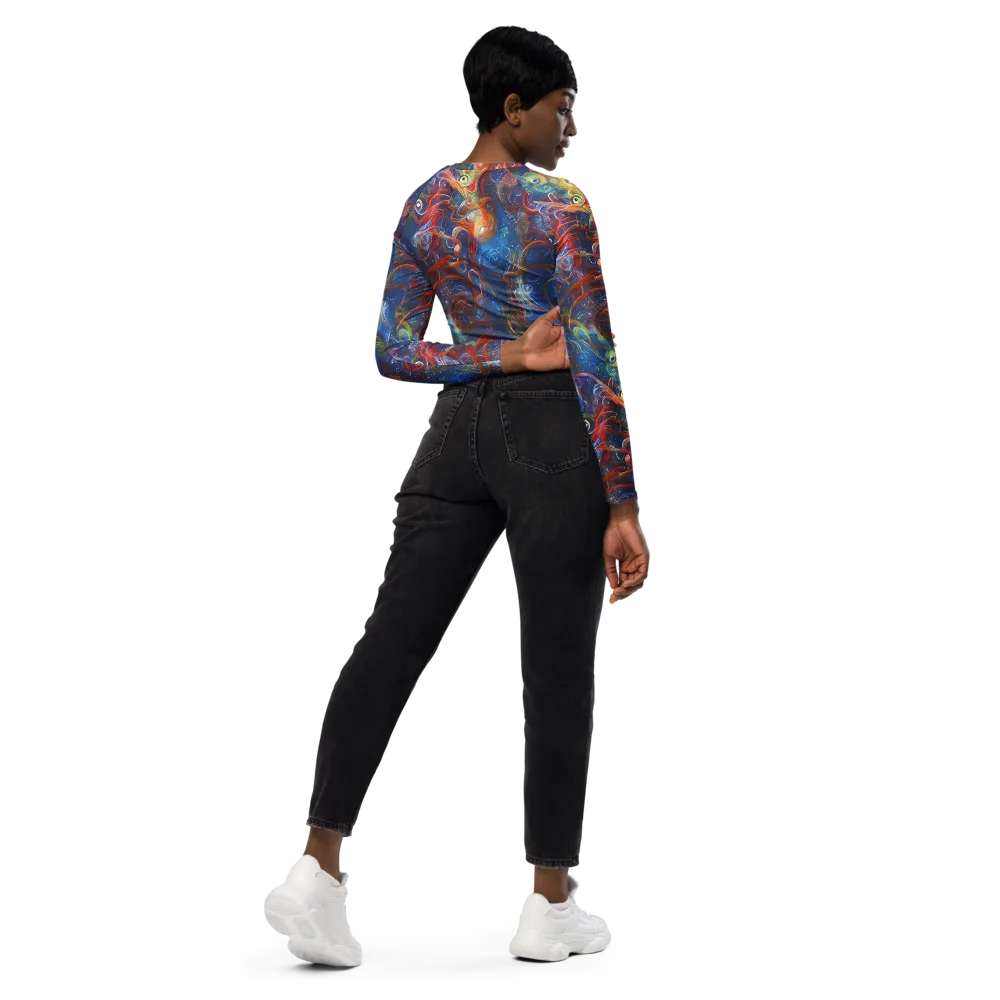 Galactic Whirlpool on Long Sleeve Crop Top — Right Back