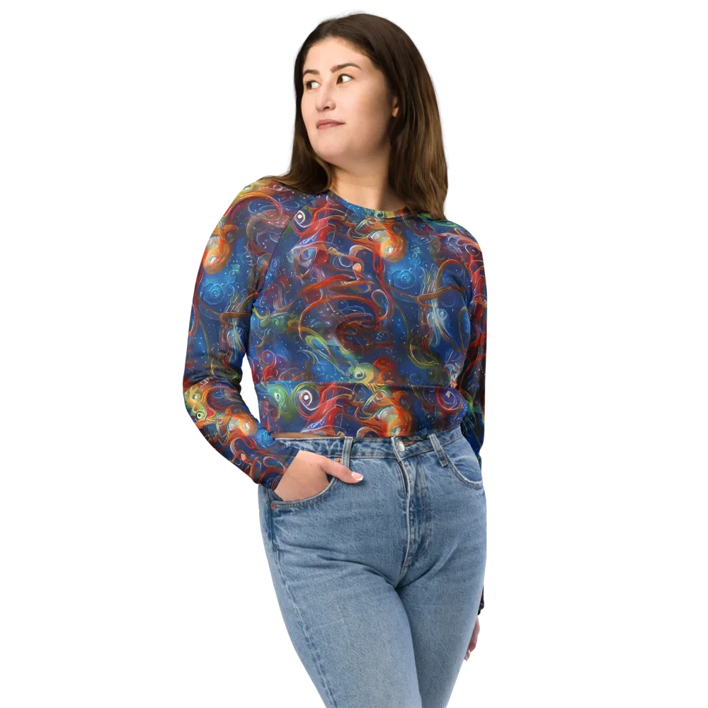 Galactic Whirlpool on Long Sleeve Crop Top — Front
