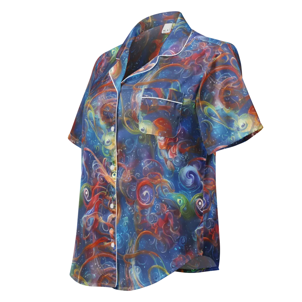 Galactic Whirlpool on Women's Short Sleeve Pajama Top — Left Front