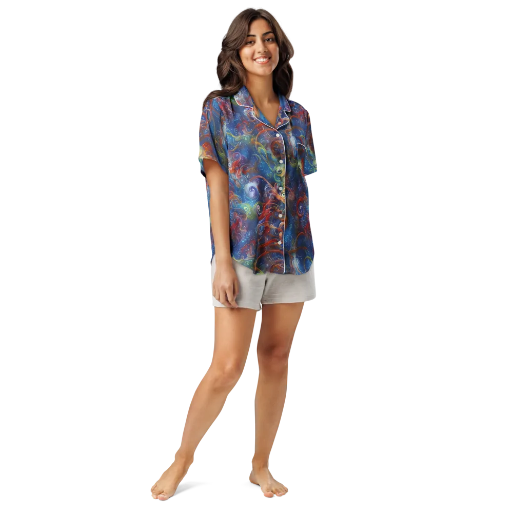 Galactic Whirlpool on Women's Short Sleeve Pajama Top — Front
