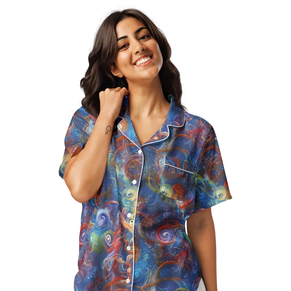 Galactic Whirlpool on Women's Short Sleeve Pajama Top — Front