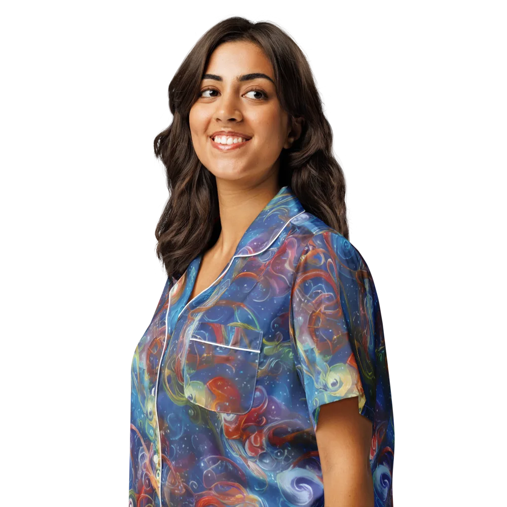 Galactic Whirlpool on Women's Short Sleeve Pajama Top — Left Front