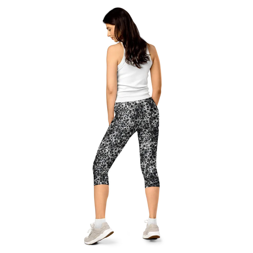 Liquid Metal Maze on Capri Leggings — Back