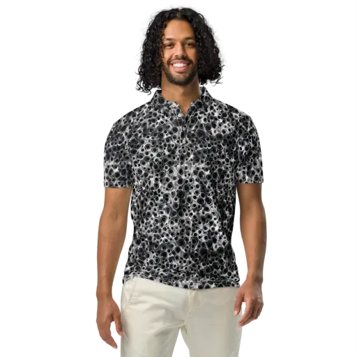 Liquid Metal Maze on a Men's Slim Fit Polo Shirt