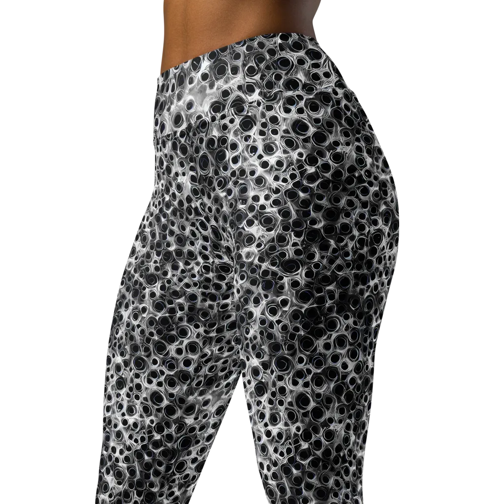 Liquid Metal Maze on Yoga Leggings — Left Front