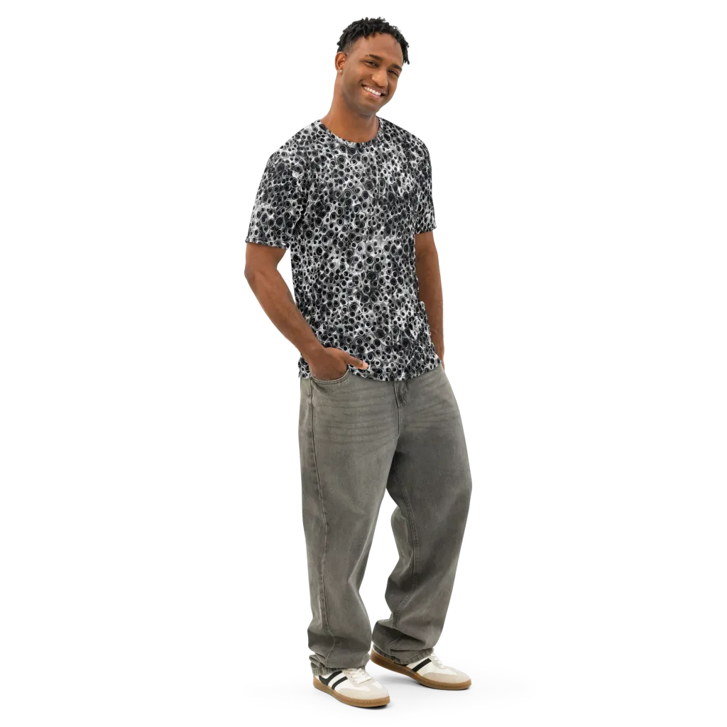 Liquid Metal Maze on Men's Cotton Crew Neck T-Shirt — Right Front