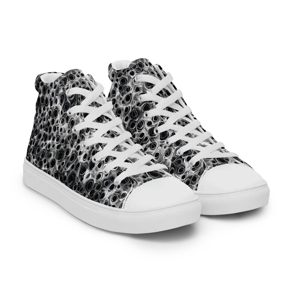 Liquid Metal Maze on Men's High Top Canvas Shoes — Right Front
