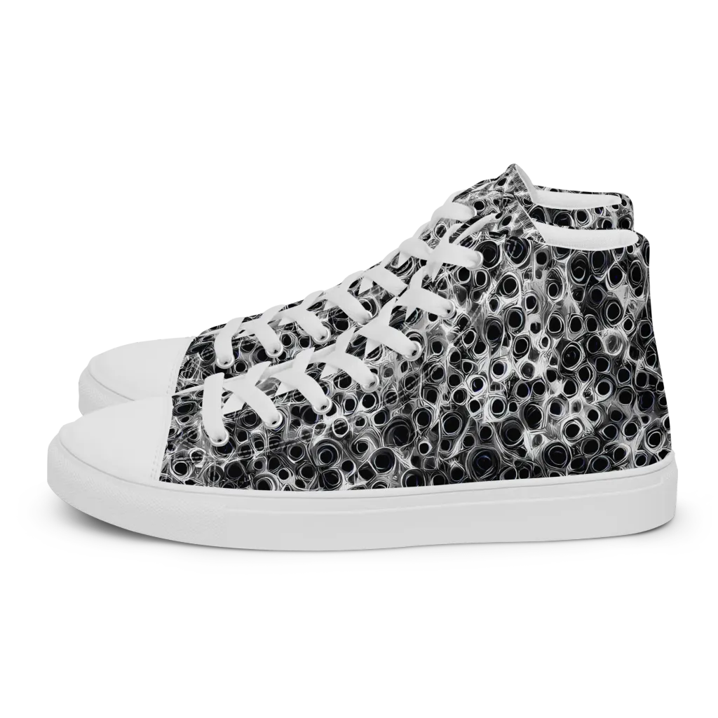 Liquid Metal Maze on Men's High Top Canvas Shoes — Left