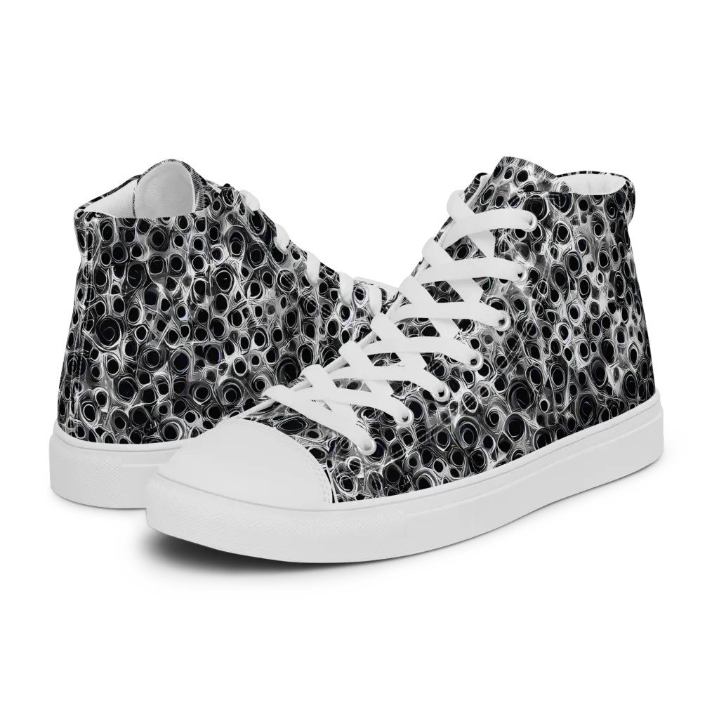 Liquid Metal Maze on Men's High Top Canvas Shoes — Left