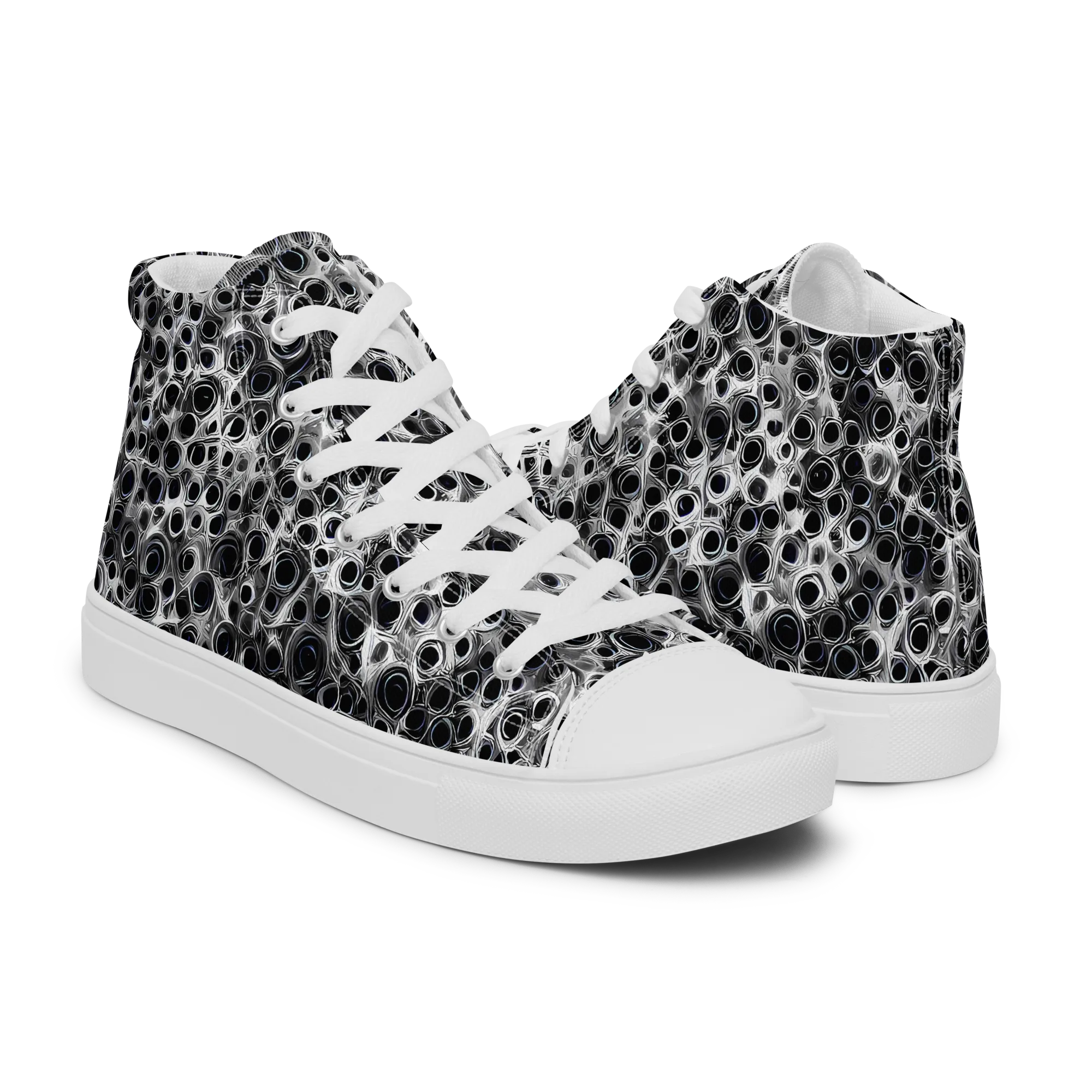 Liquid Metal Maze on Men's High Top Canvas Shoes — Right