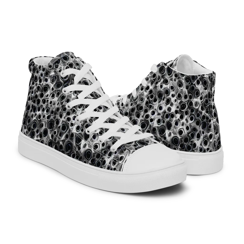 Liquid Metal Maze on Men's High Top Canvas Shoes — Right