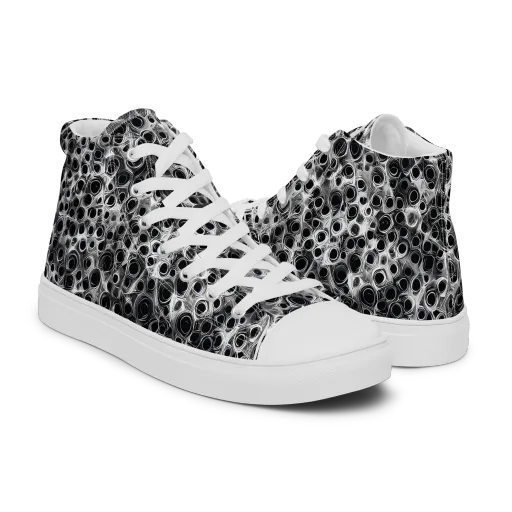 Liquid Metal Maze on a Men's High Top Canvas Shoes