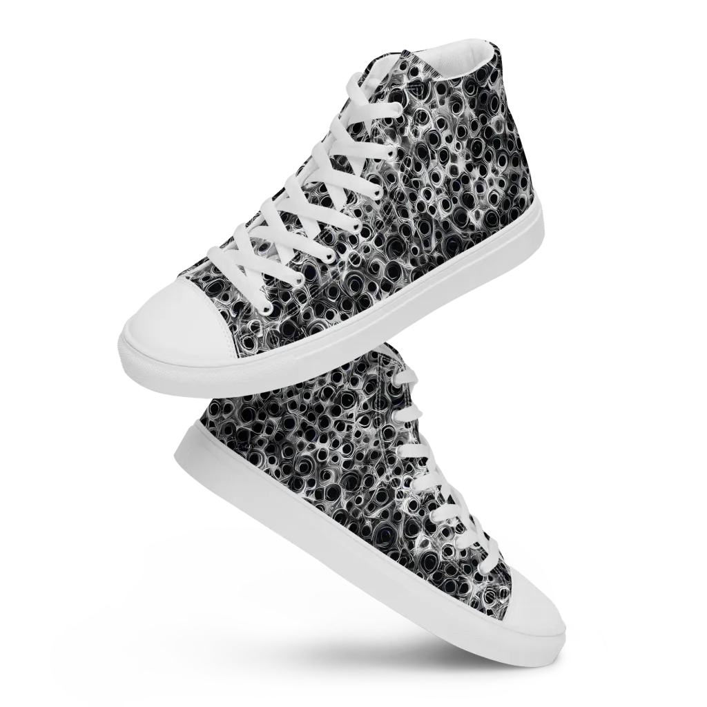 Liquid Metal Maze on Men's High Top Canvas Shoes — Front