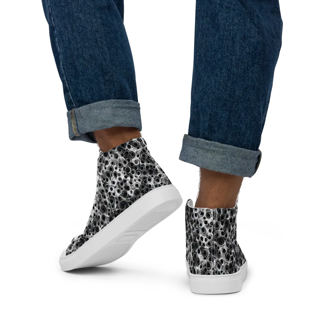 Liquid Metal Maze on Men's High Top Canvas Shoes — Back