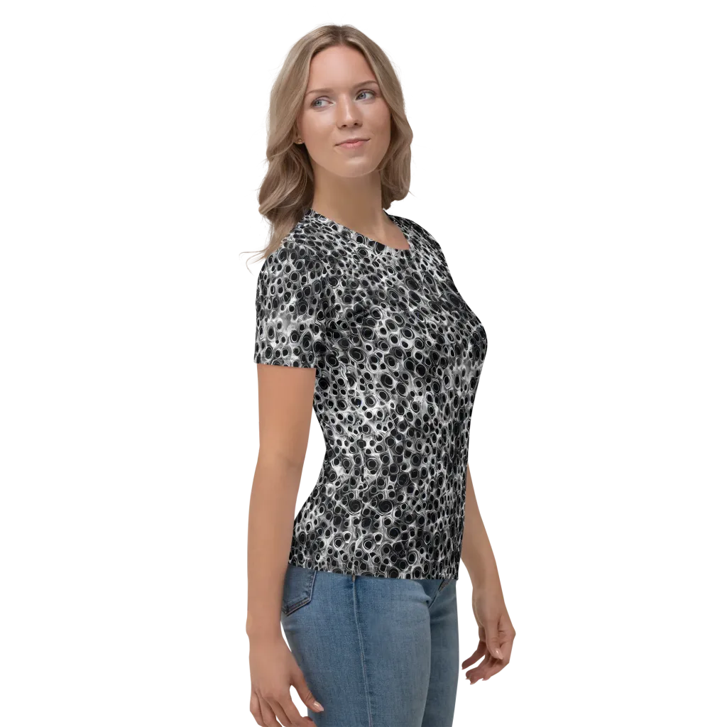 Liquid Metal Maze on Women's Crew Neck T-Shirt — Right