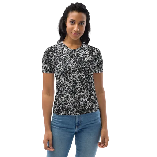 Liquid Metal Maze on a Women's Crew Neck T-Shirt