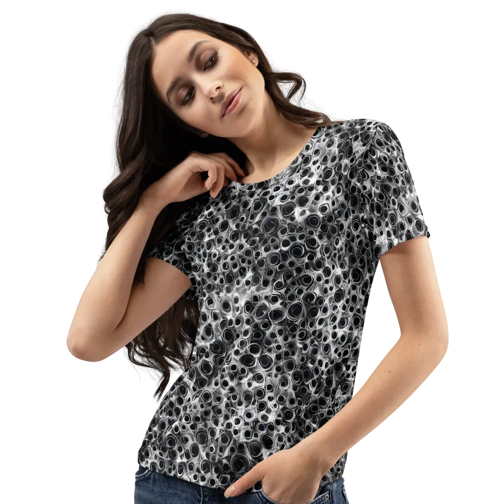 Liquid Metal Maze on Women's Crew Neck T-Shirt — Left Front