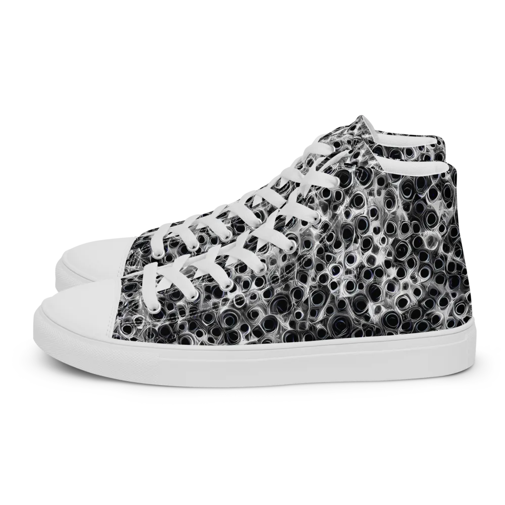 Liquid Metal Maze on Women's High Top Canvas Shoes — Left