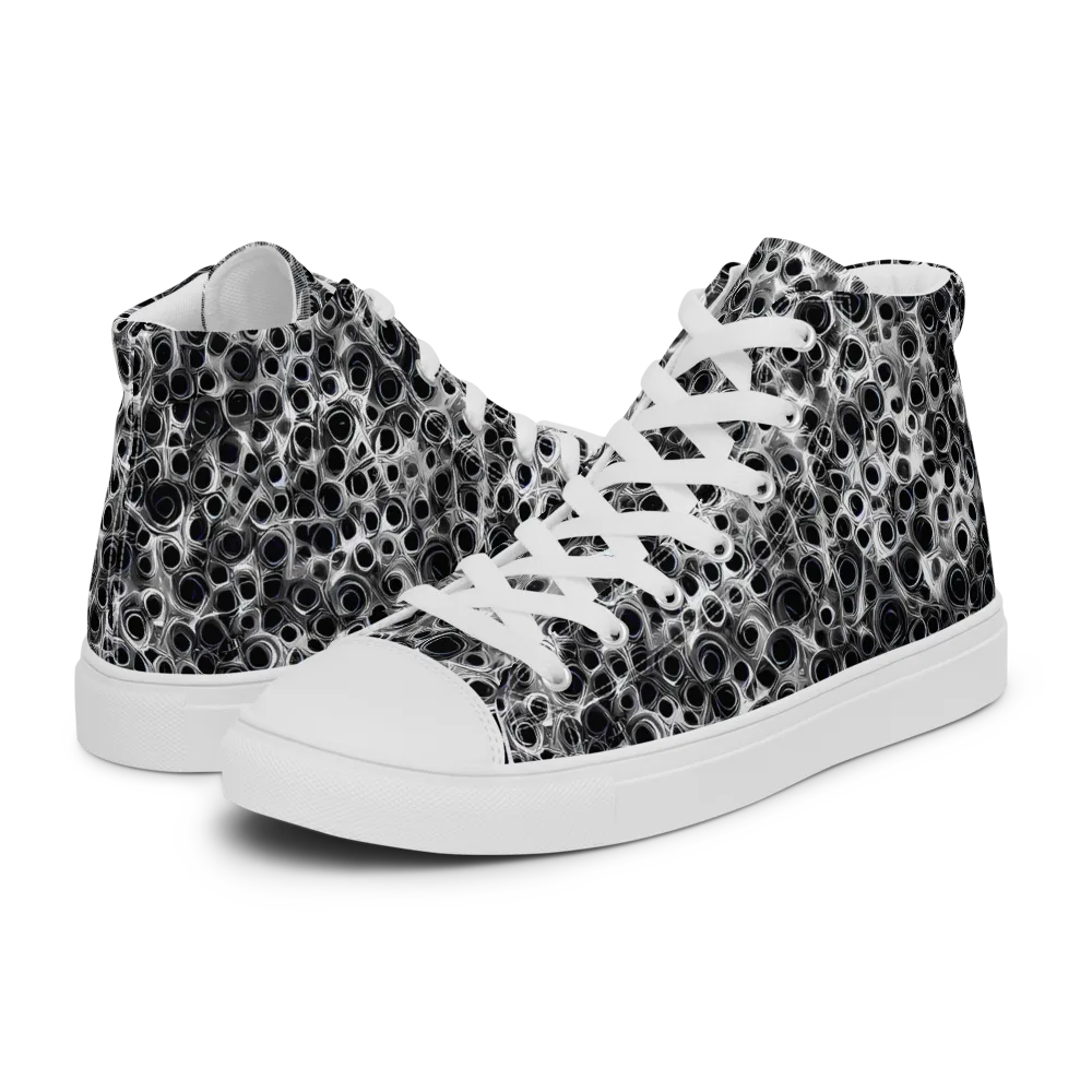 Liquid Metal Maze on Women's High Top Canvas Shoes — Left