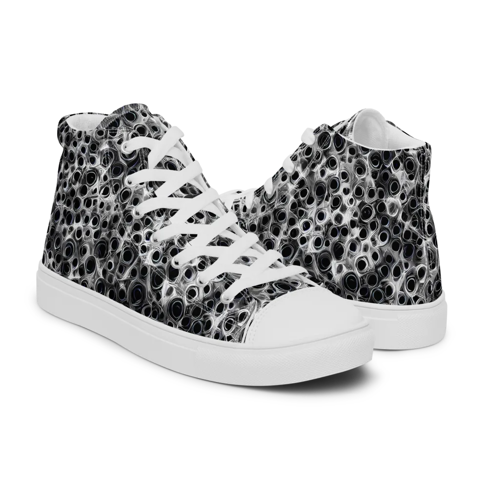 Liquid Metal Maze on Women's High Top Canvas Shoes — Right