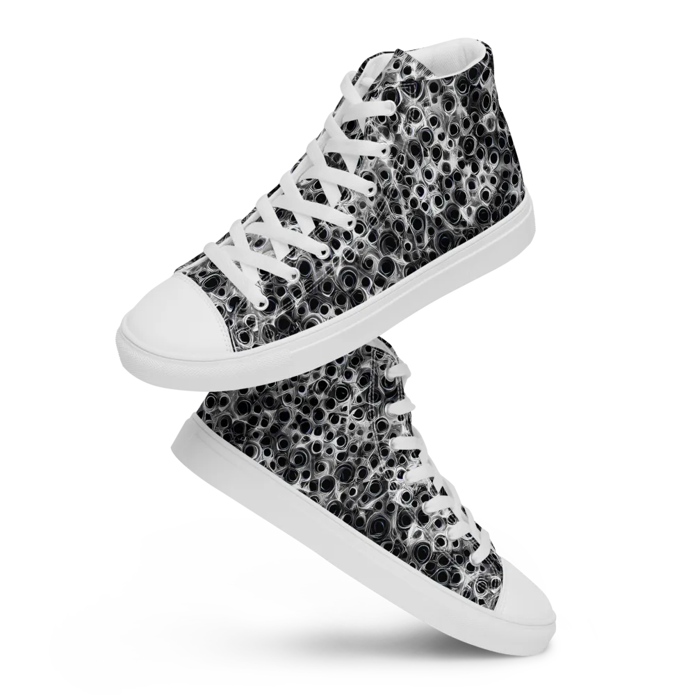 Liquid Metal Maze on Women's High Top Canvas Shoes — Front