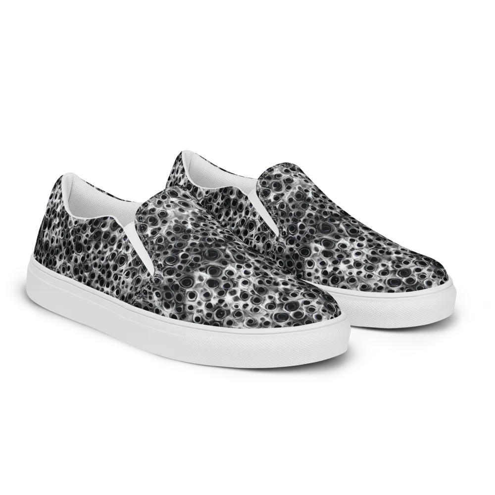 Liquid Metal Maze on Men's Slip-On Canvas Shoes — Right Front