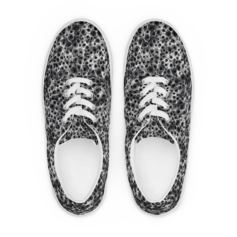 Liquid Metal Maze on Men's Lace-Up Canvas Shoes — Front