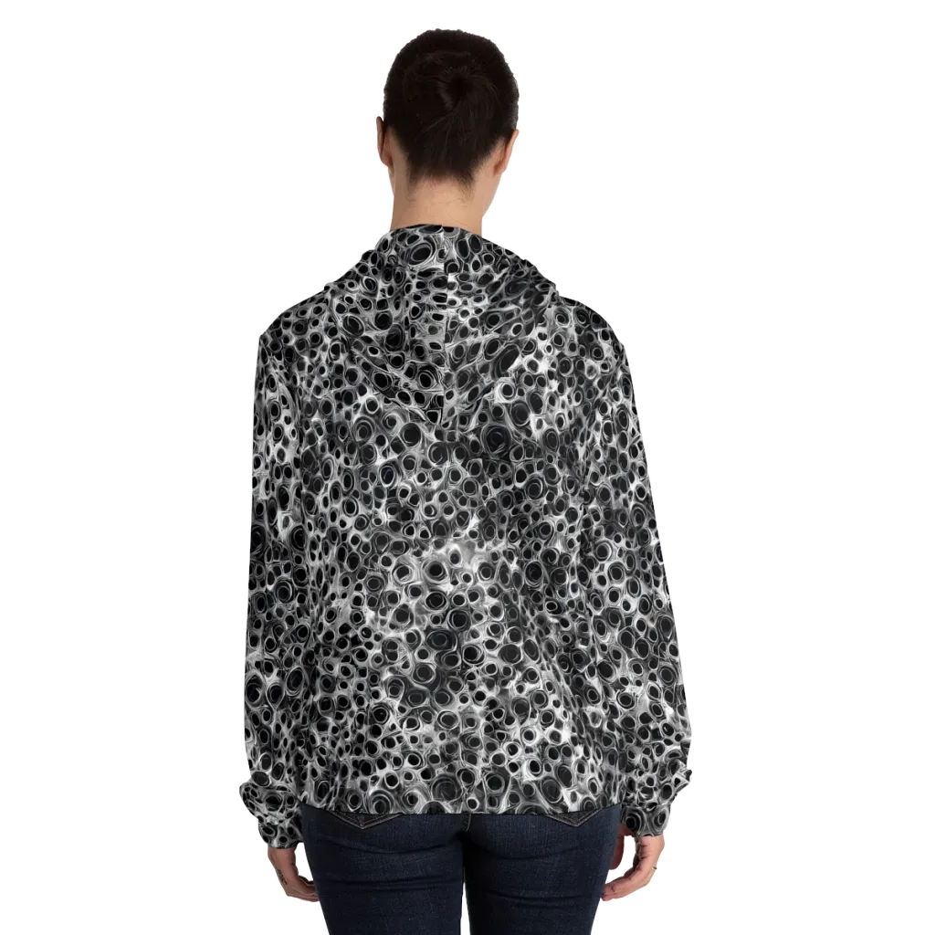 Liquid Metal Maze on Women's Full-Zip Hoodie — Back On Person