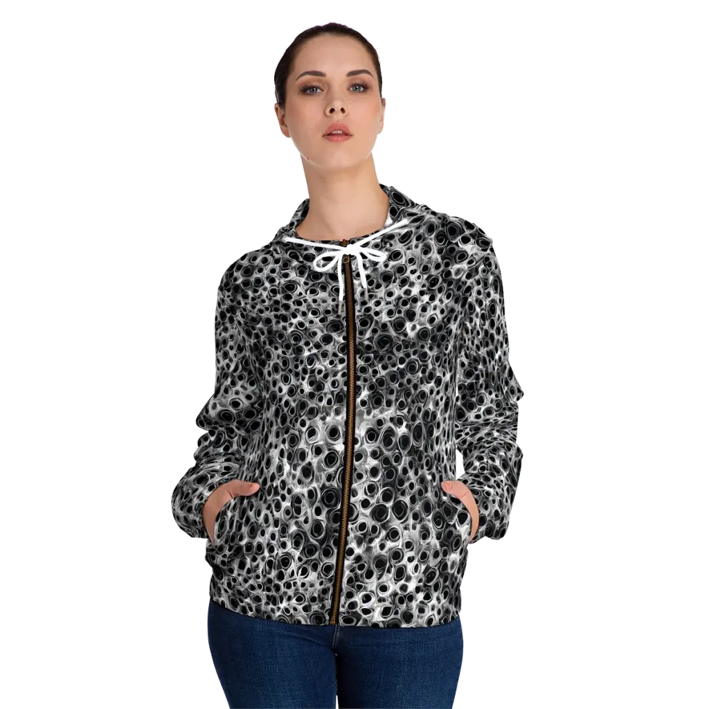 Liquid Metal Maze on Women's Full-Zip Hoodie — Front On Person