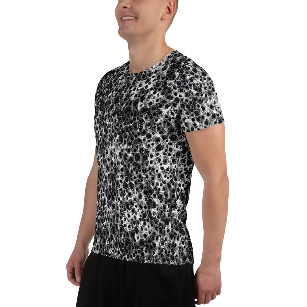 Liquid Metal Maze on Men's Athletic T-Shirt — Left