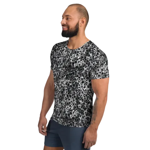 Liquid Metal Maze on a Men's Athletic T-Shirt