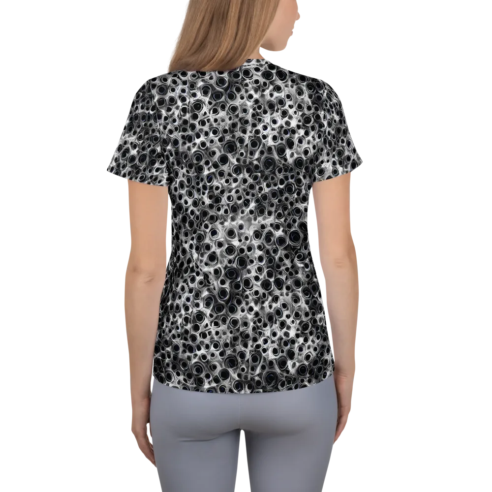 Liquid Metal Maze on Women's Athletic T-Shirt — Back