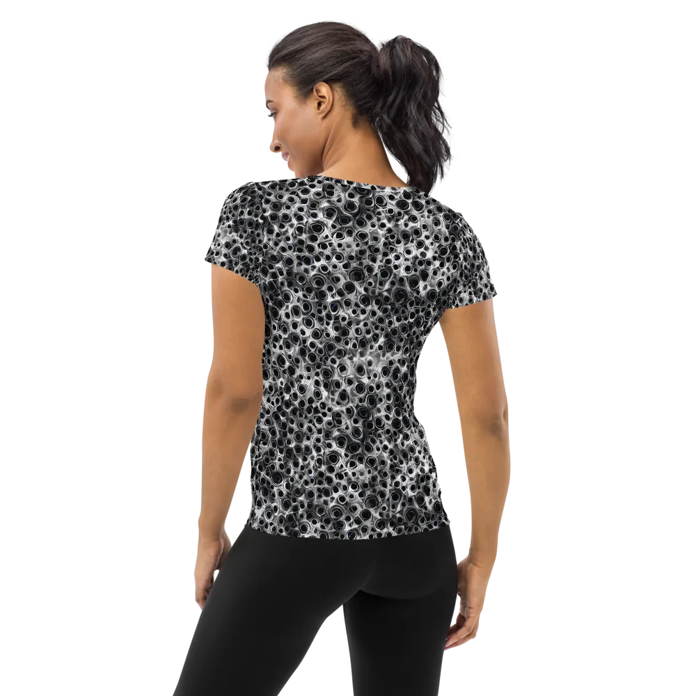 Liquid Metal Maze on Women's Athletic T-Shirt — Back