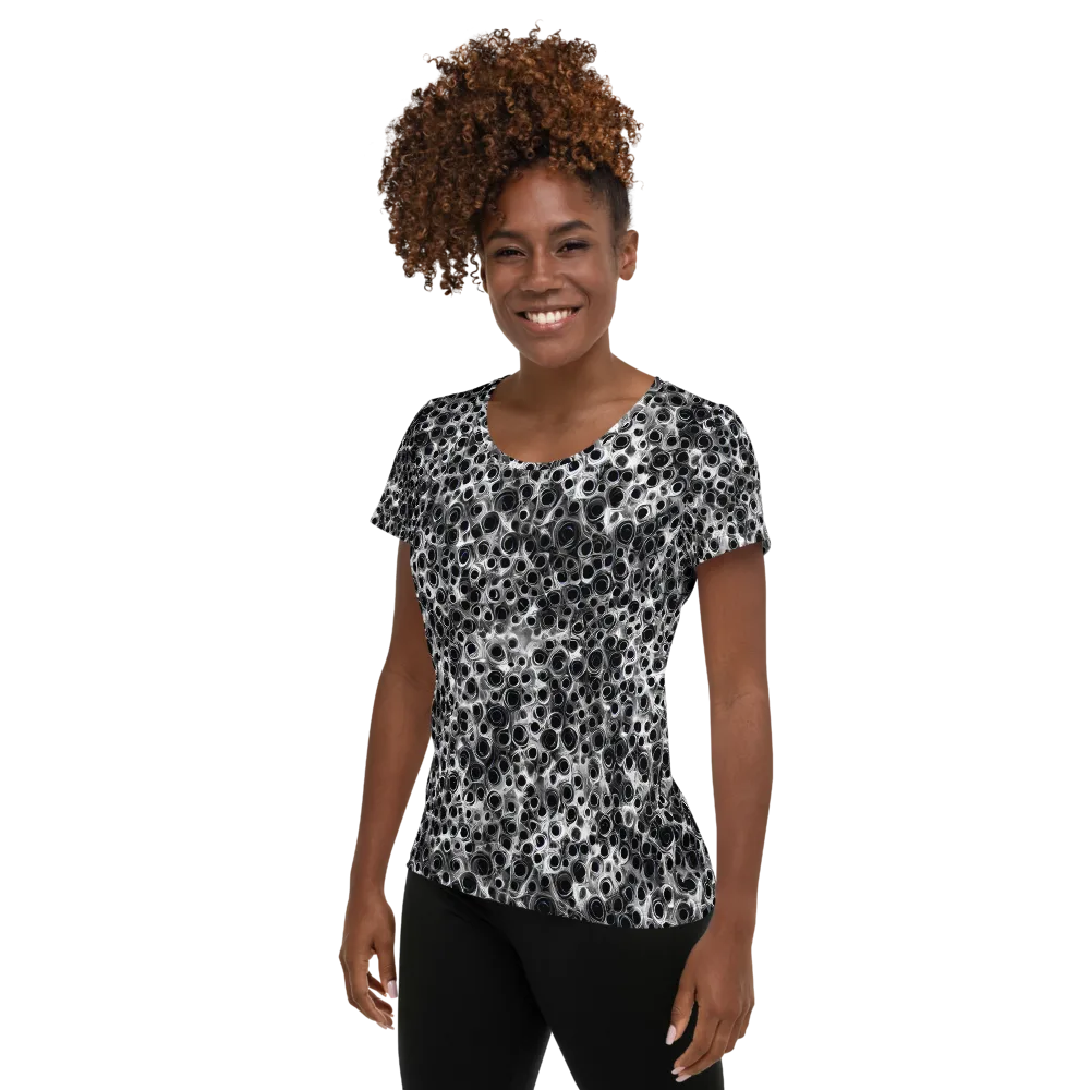 Liquid Metal Maze on Women's Athletic T-Shirt — Left
