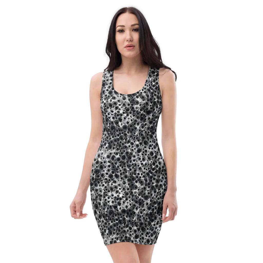 Liquid Metal Maze on Bodycon Dress — Front