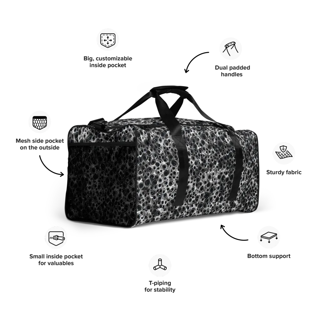 Liquid Metal Maze on Duffle Bag — Right Front