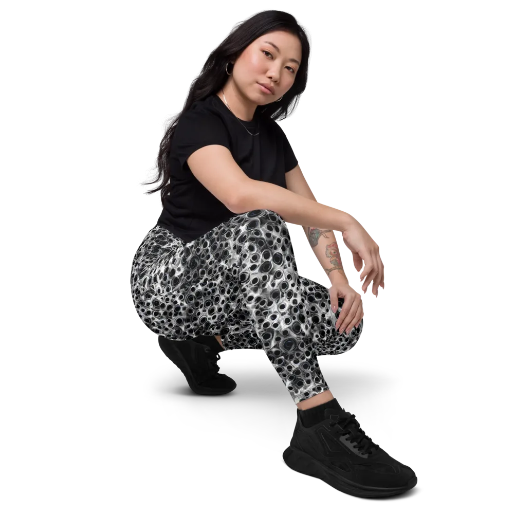 Liquid Metal Maze on Leggings with Pockets — Right Front