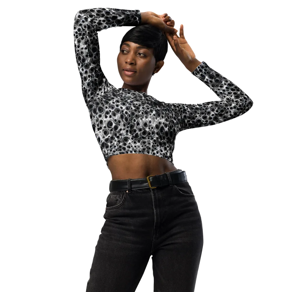 Liquid Metal Maze on Long Sleeve Crop Top — Front