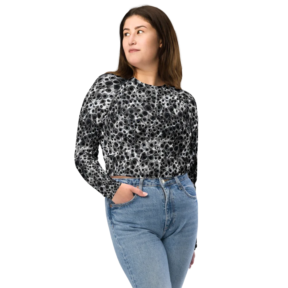 Liquid Metal Maze on Long Sleeve Crop Top — Front