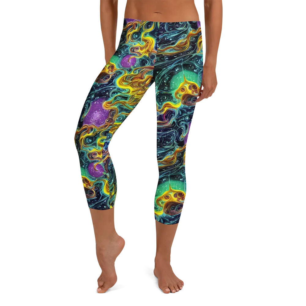 Iridescent Tempest on Capri Leggings — Front