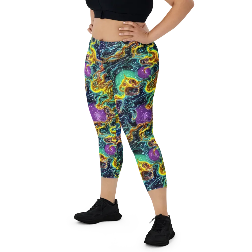 Iridescent Tempest on Capri Leggings — Front