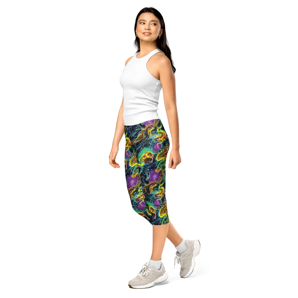 Iridescent Tempest on Capri Leggings — Left Front