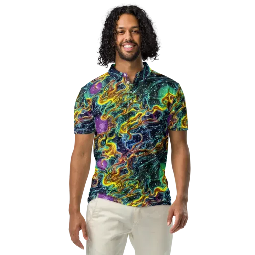 Iridescent Tempest on a Men's Slim Fit Polo Shirt