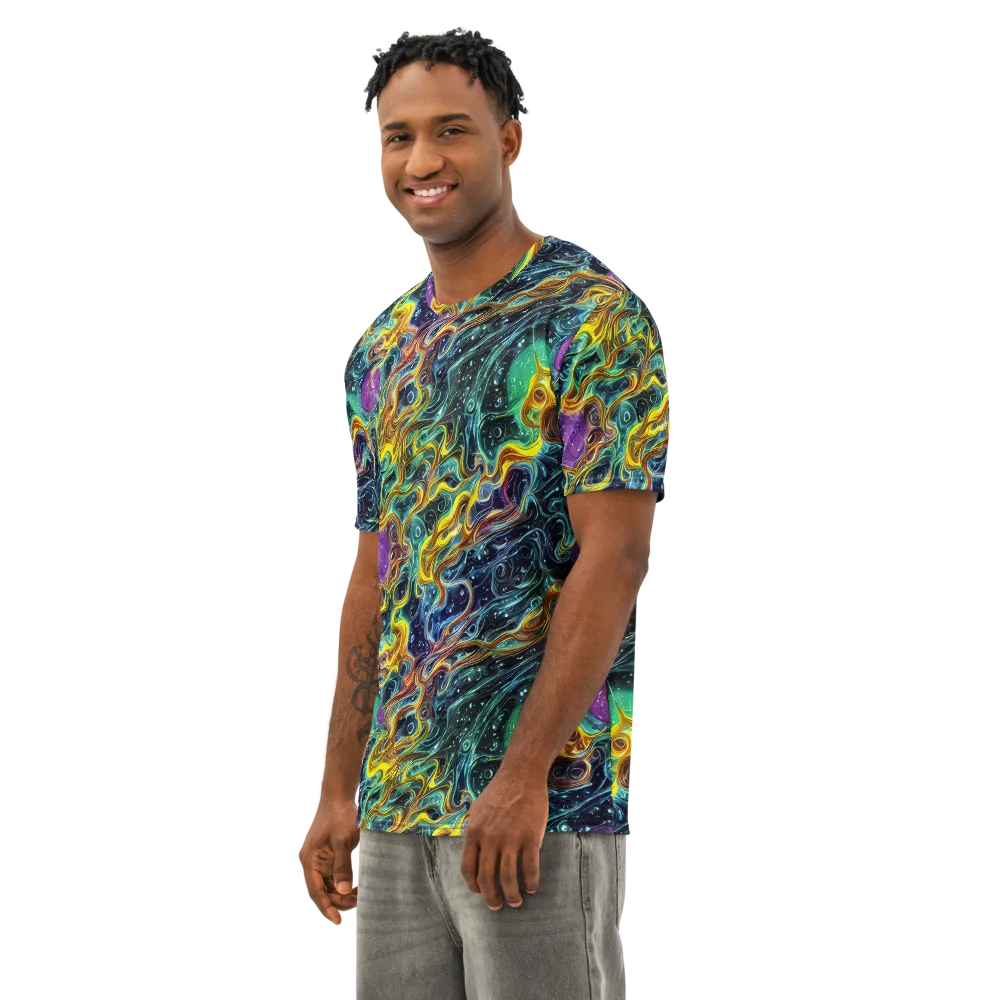 Iridescent Tempest on Men's Cotton Crew Neck T-Shirt — Left Front